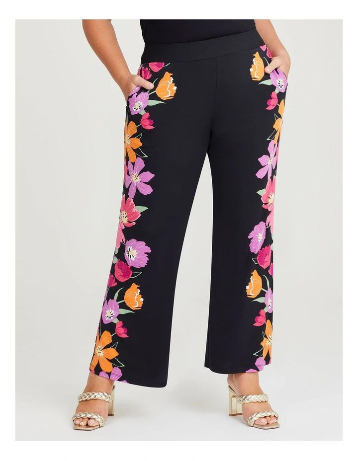 Border Wide Leg Pant in Black Floral image 1