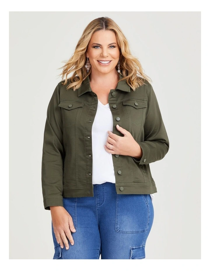 Coloured Classic Denim Jacket in Myrtle image 1