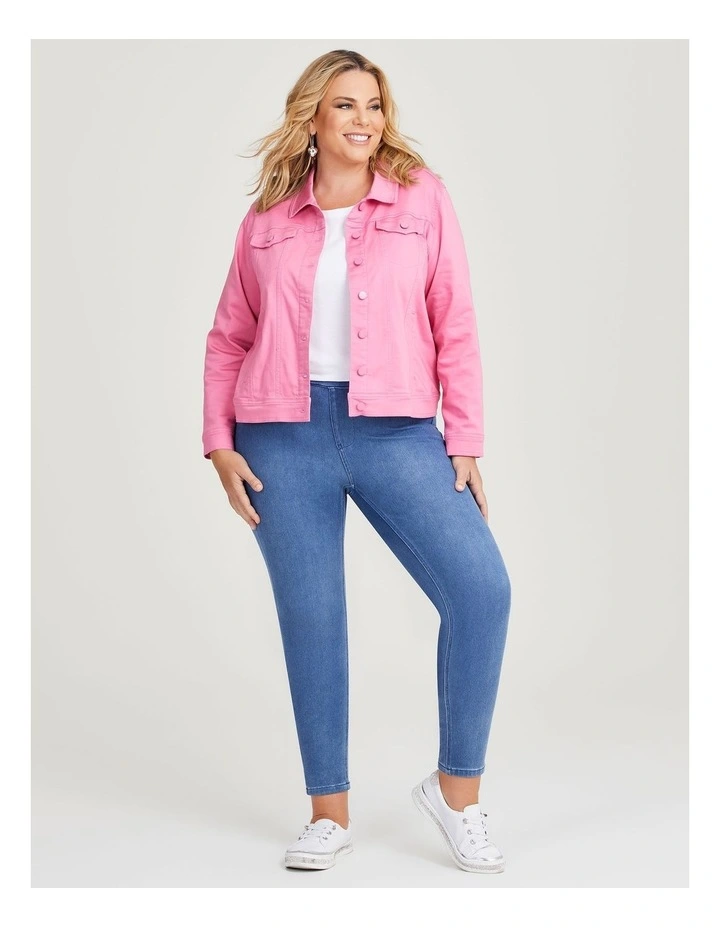 Coloured Classic Denim Jacket in Aurora Pink image 4