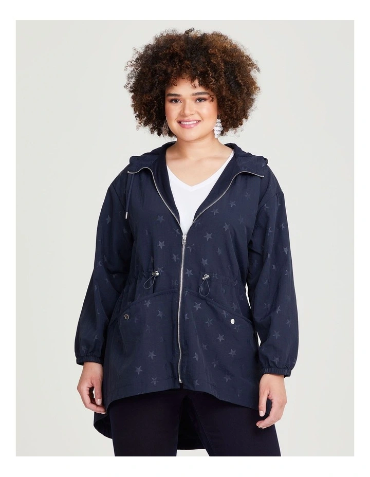 Star Print Zip Jacket in Navy image 1