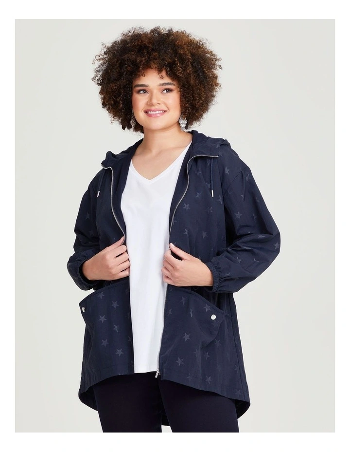 Star Print Zip Jacket in Navy image 3