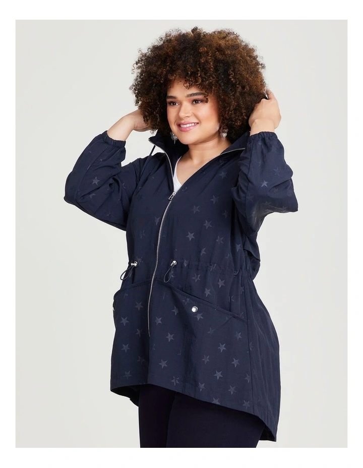 Star Print Zip Jacket in Navy image 4