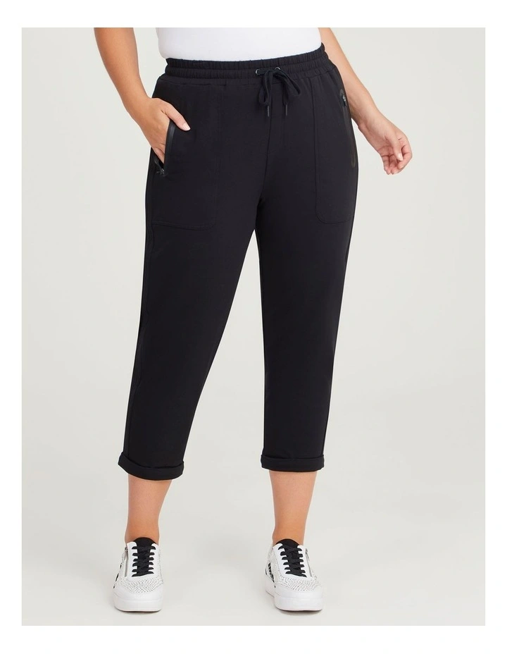 Active Zip Crop Pants in Black image 1