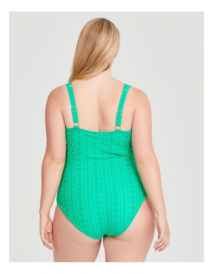 Broderie Print Tie Swimsuit in Island Green image 2