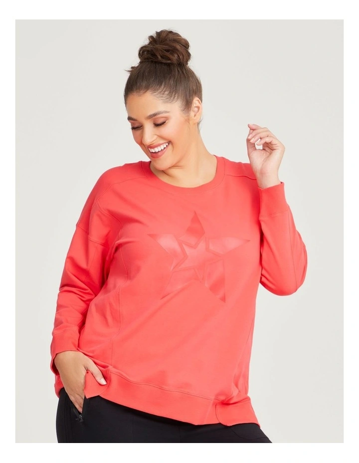 Cotton Superstar Sweatshirt in Watermelon image 3