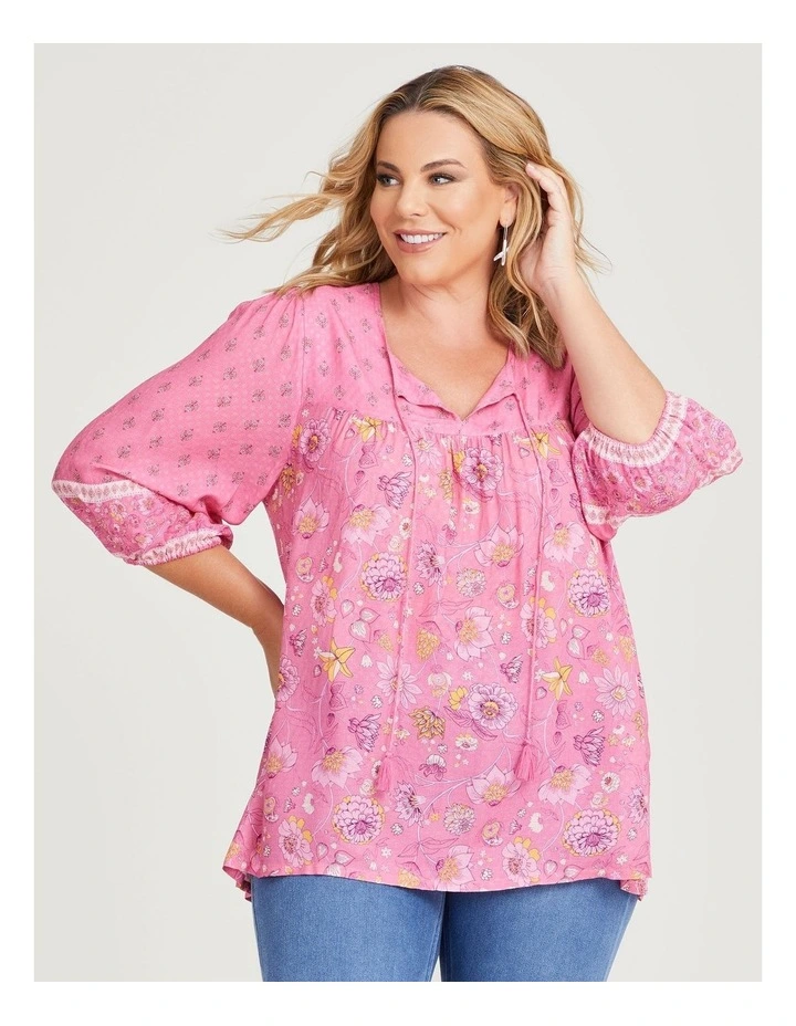 Natural Boho Top in Print image 1