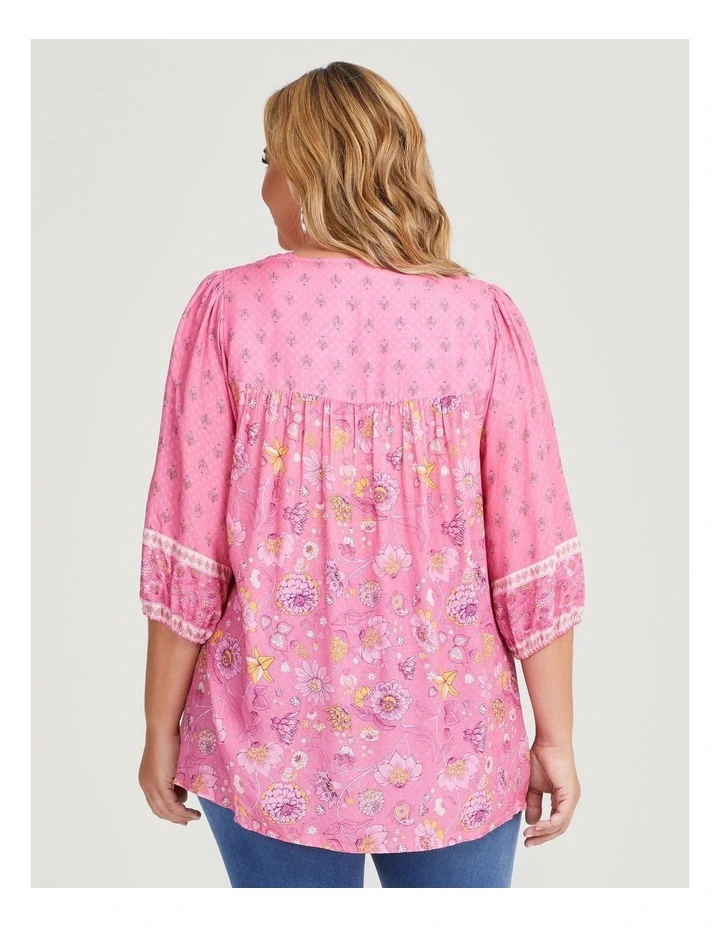 Natural Boho Top in Print image 2