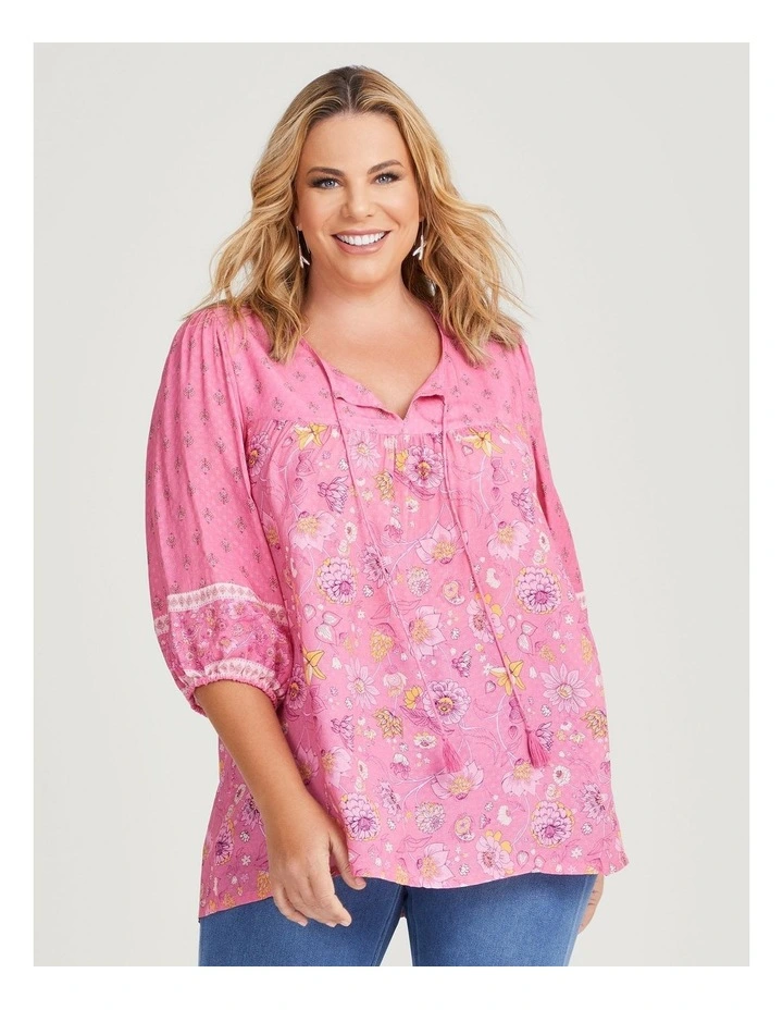 Natural Boho Top in Print image 3