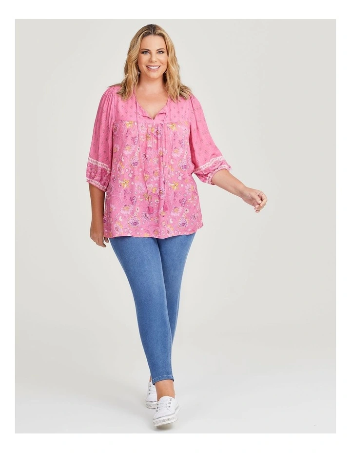 Natural Boho Top in Print image 4