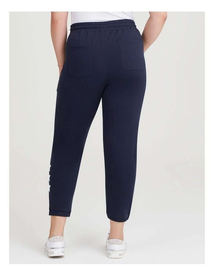 Cotton Star Print Trackpant in Navy image 2