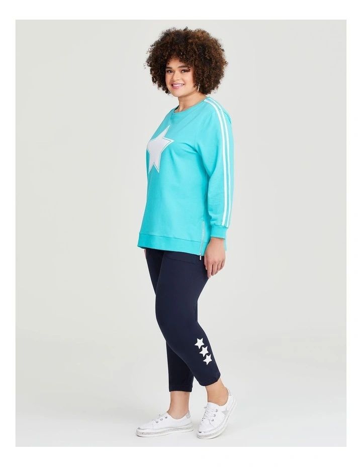 Cotton Star Print Trackpant in Navy image 3
