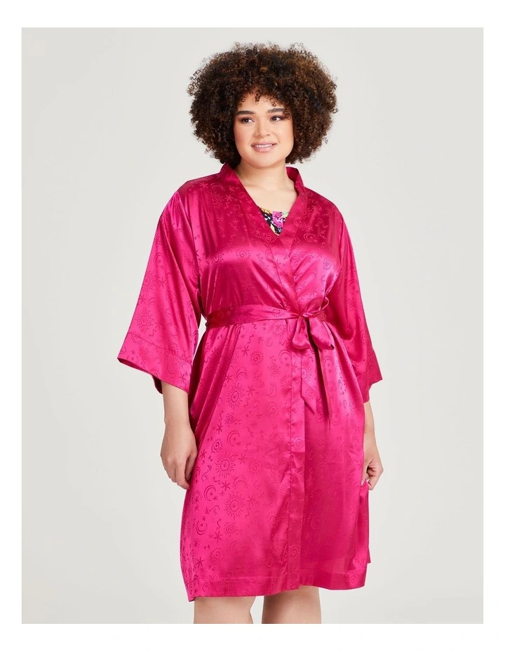 Satin Stretch Celestial Kimono in Raspberry Sorbet image 1