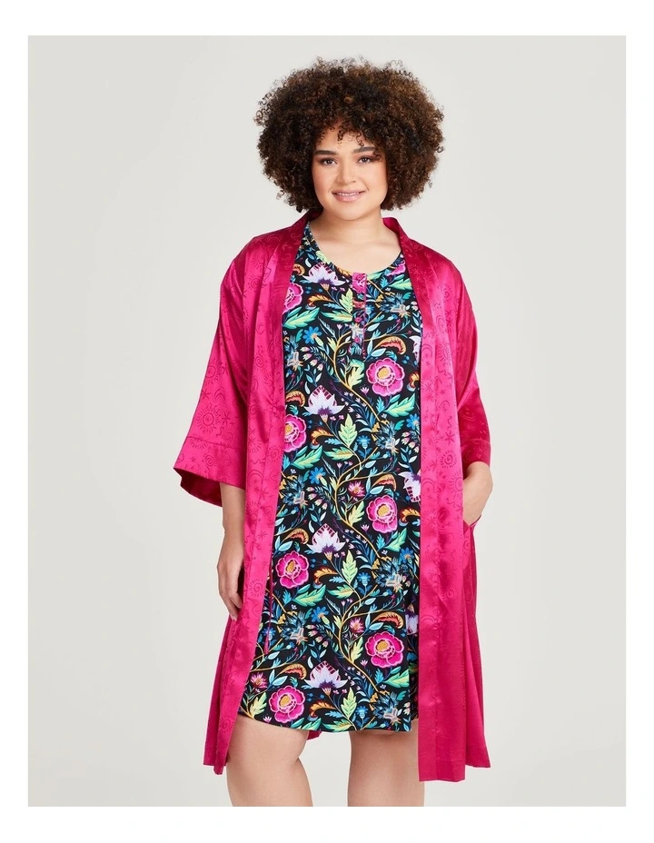 Satin Stretch Celestial Kimono in Raspberry Sorbet image 3