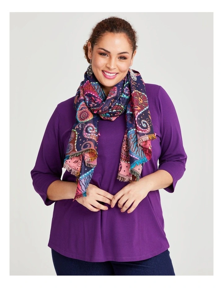 Paisley Embroidered Scarf in Multi image 2