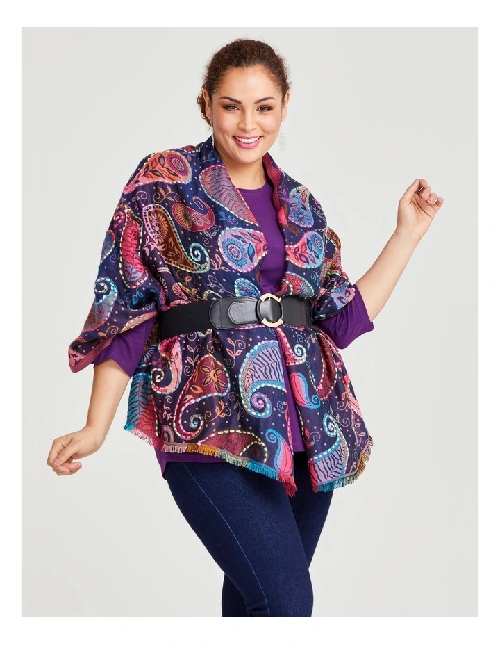 Paisley Embroidered Scarf in Multi image 3