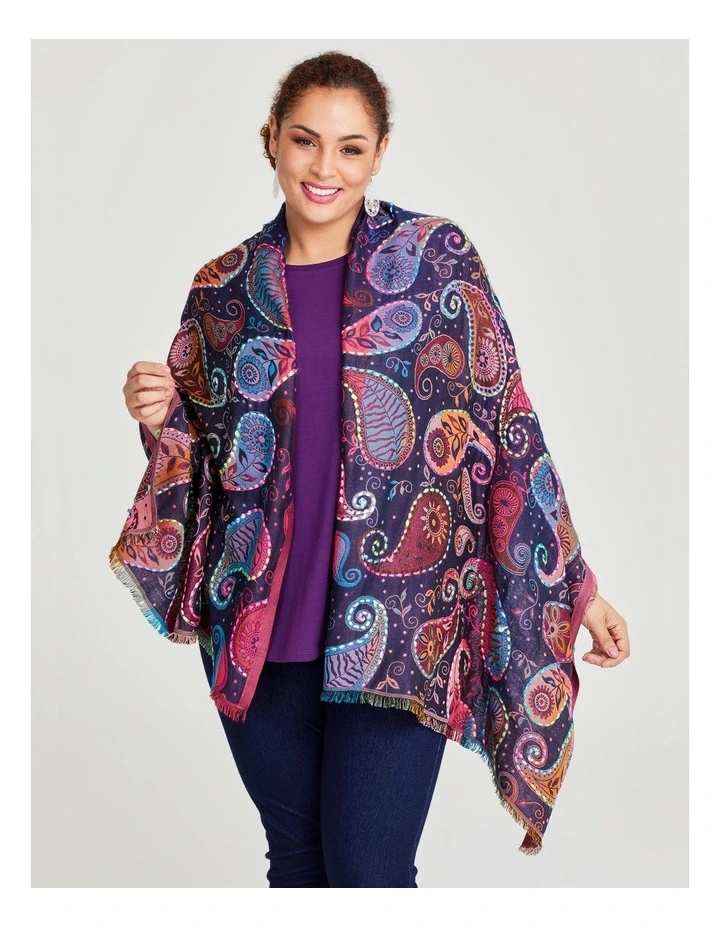 Paisley Embroidered Scarf in Multi image 4