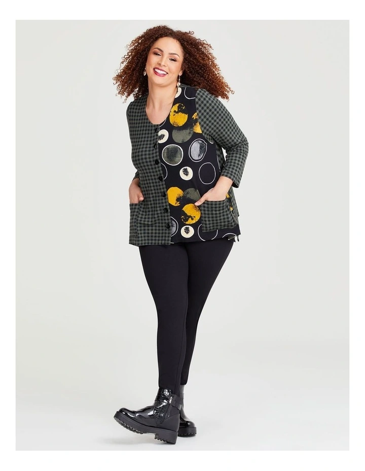 Natural Rosalia Spot Check Cardigan in Print image 5