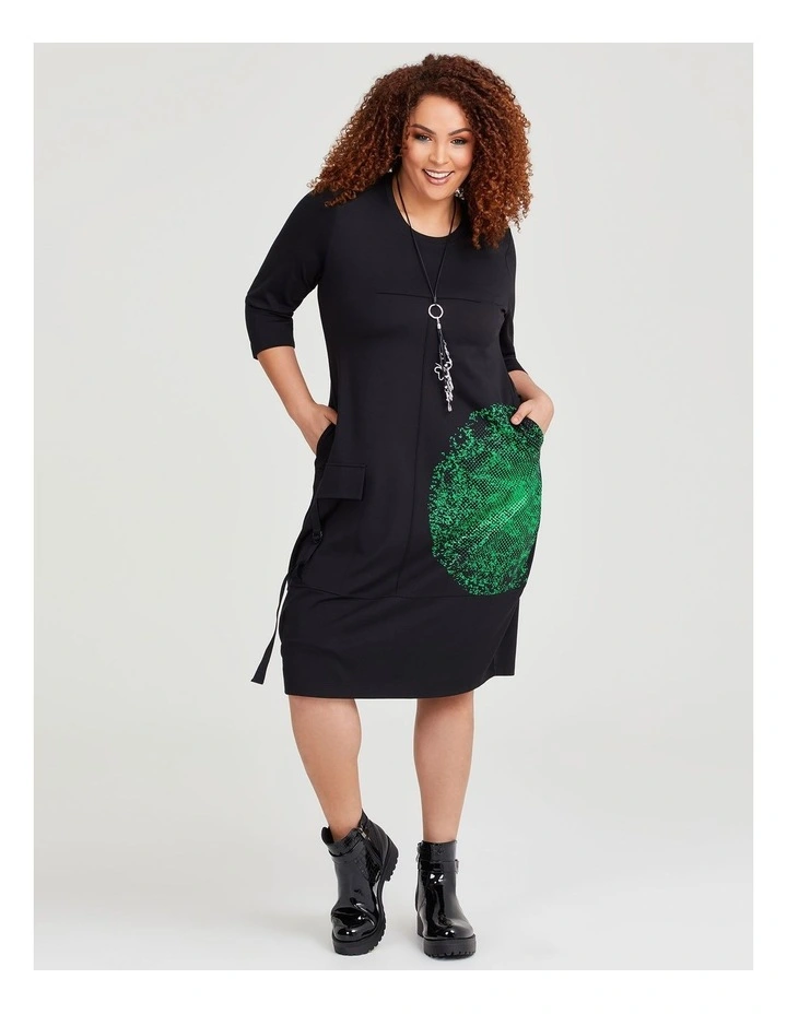Ponte Nora Dress in Black image 1