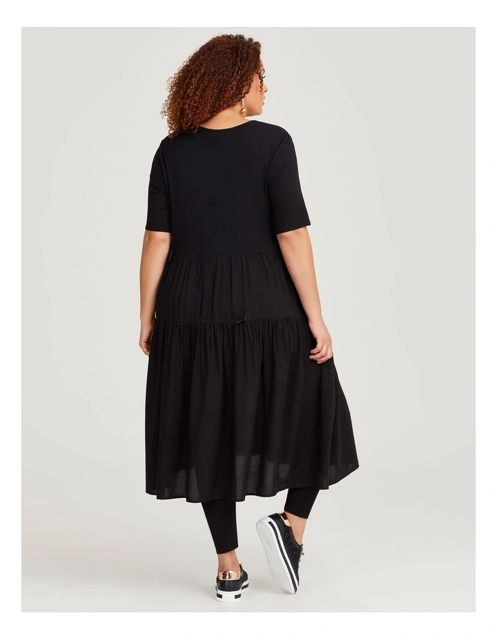 Natural Enya Tier Dress in Black image 2