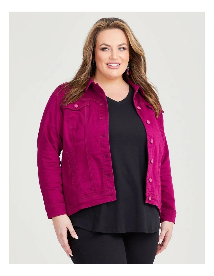 Coloured Best Fit Denim Jacket in Boysenberry image 1