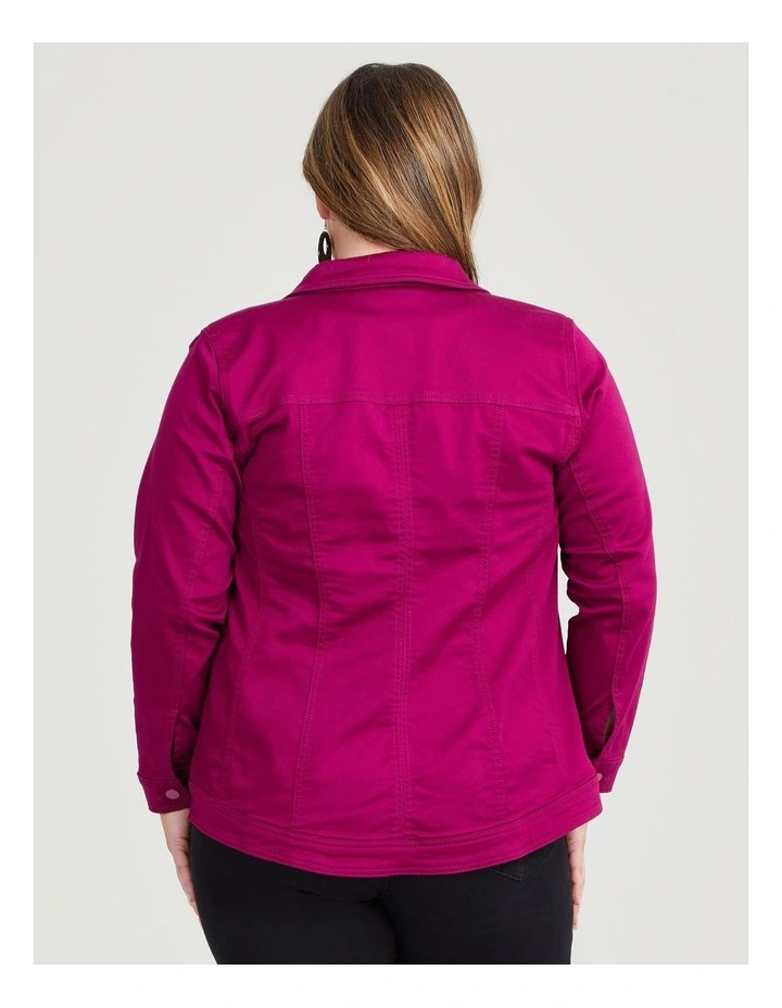 Coloured Best Fit Denim Jacket in Boysenberry image 2