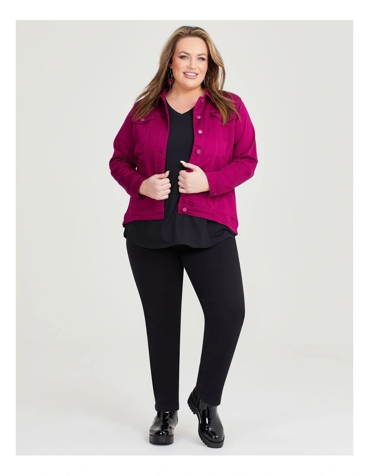 Coloured Best Fit Denim Jacket in Boysenberry image 4