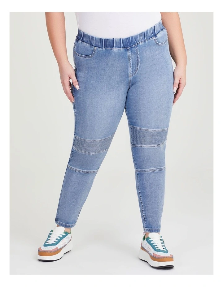 Moto Pull On Jeans in Light Blue Denim image 1