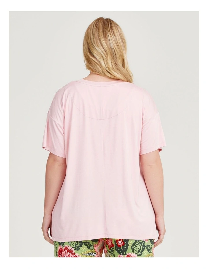 Bamboo Dreamy Floral Pyjama Top in Peachy Pink image 2