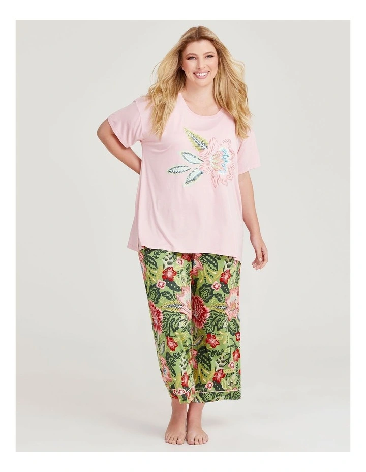 Bamboo Dreamy Floral Pyjama Top in Peachy Pink image 4