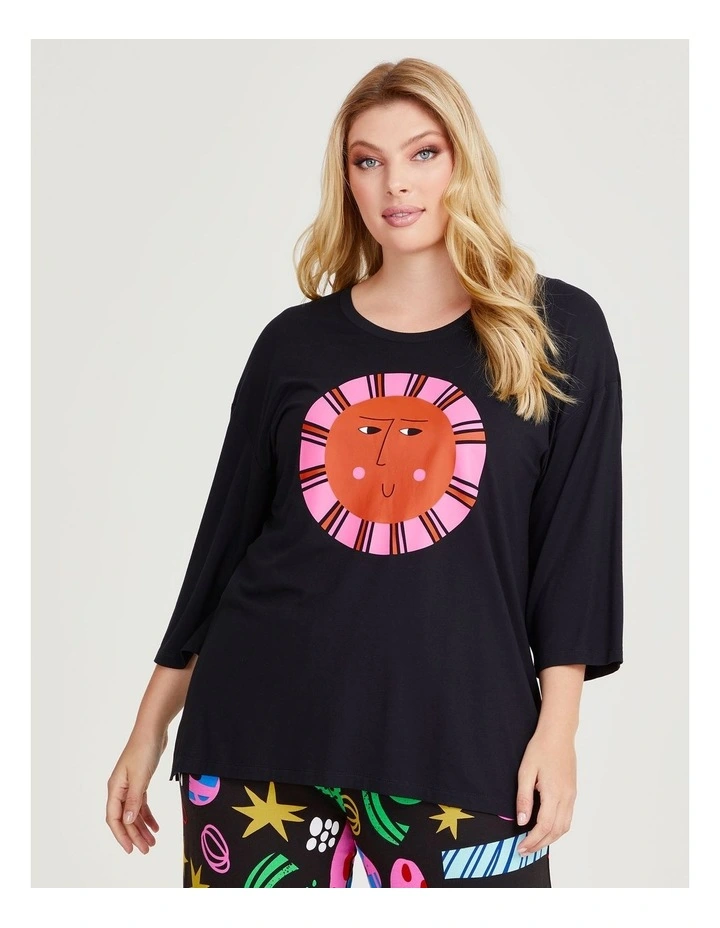 Bamboo Sunshine Pyjama Top in Black image 1
