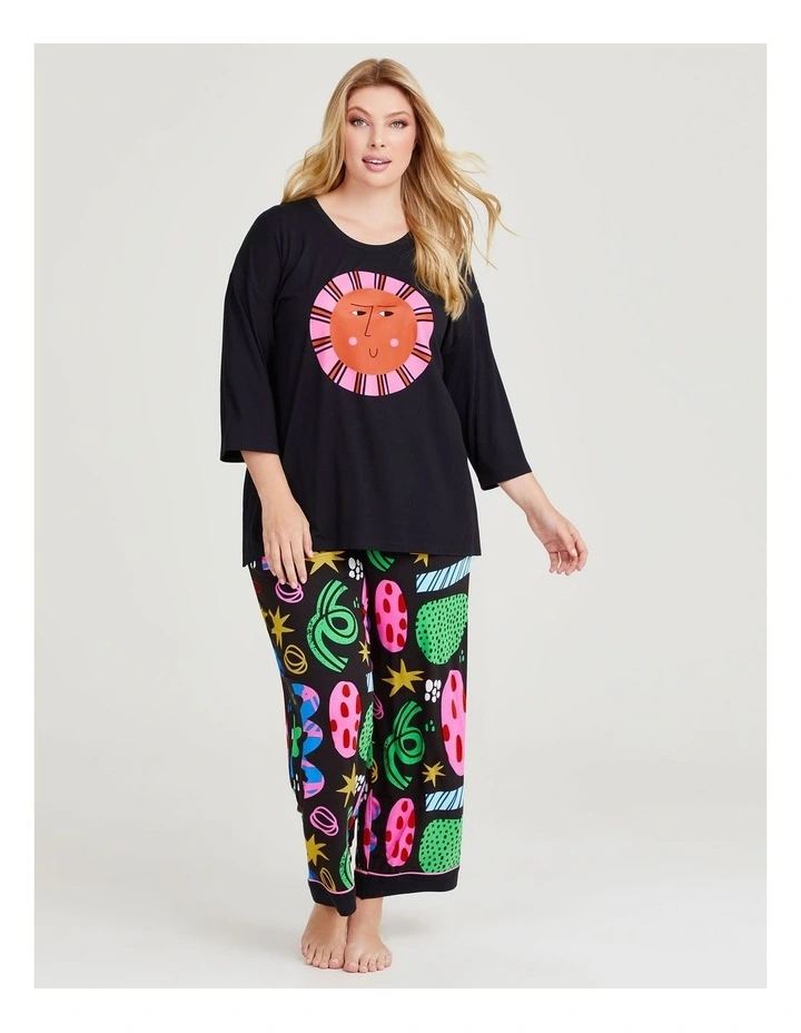 Bamboo Sunshine Pyjama Top in Black image 4