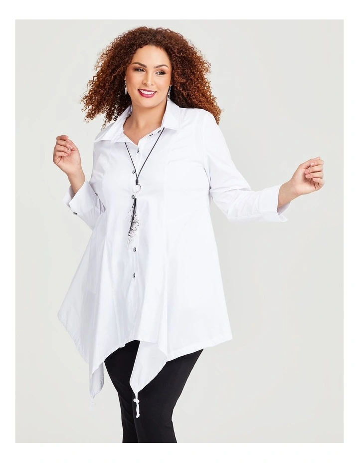 Cotton Poplin Lucille Shirt in White image 1