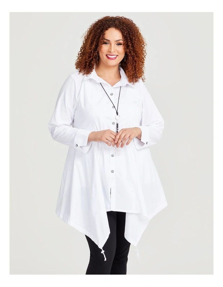 Cotton Poplin Lucille Shirt in White image 3