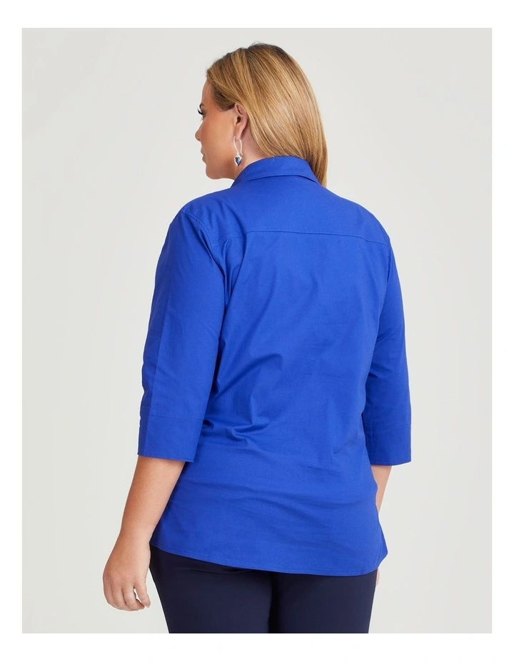 Stretch Cotton Poplin Shirt in Royal Blue image 2