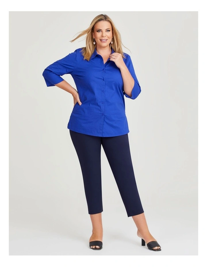 Stretch Cotton Poplin Shirt in Royal Blue image 4