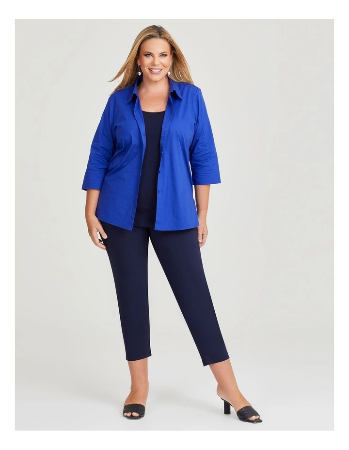 Stretch Cotton Poplin Shirt in Royal Blue image 5