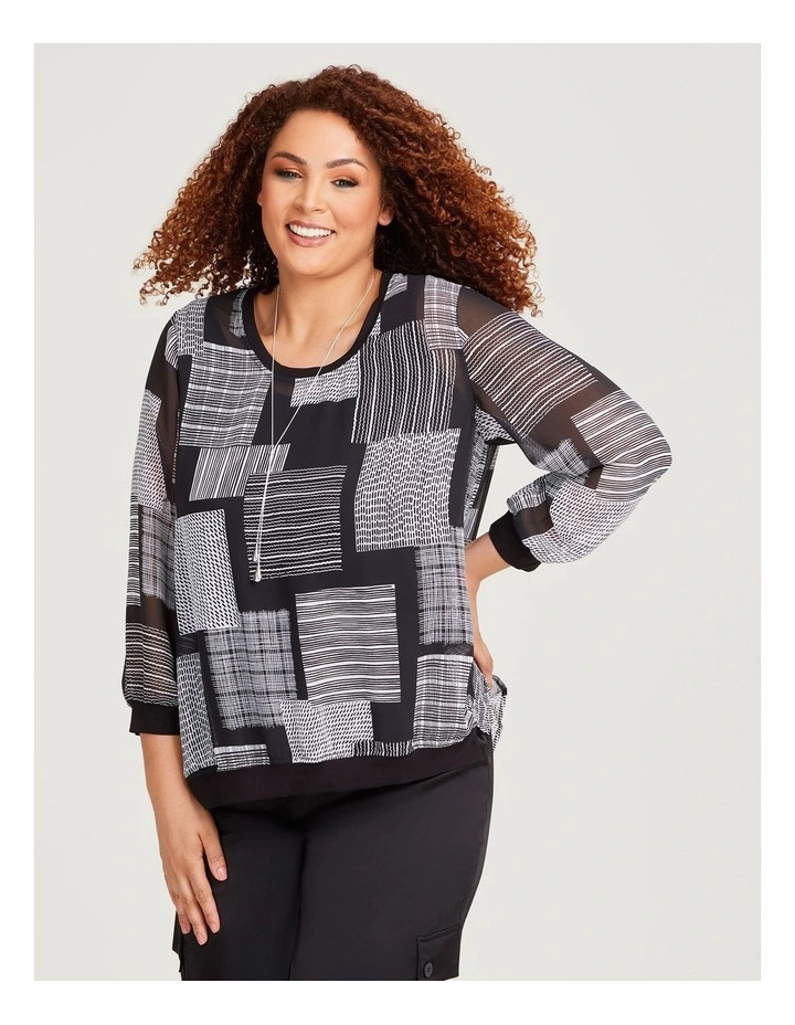 Taking Shape Chiffon Check Mate Top in Print | MYER