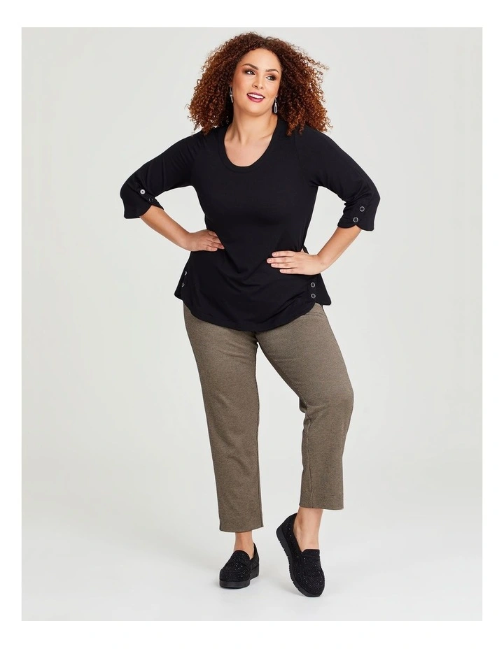 Button Detail Bamboo Top in Black image 4