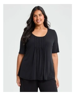 Pintuck Detail Top in Black