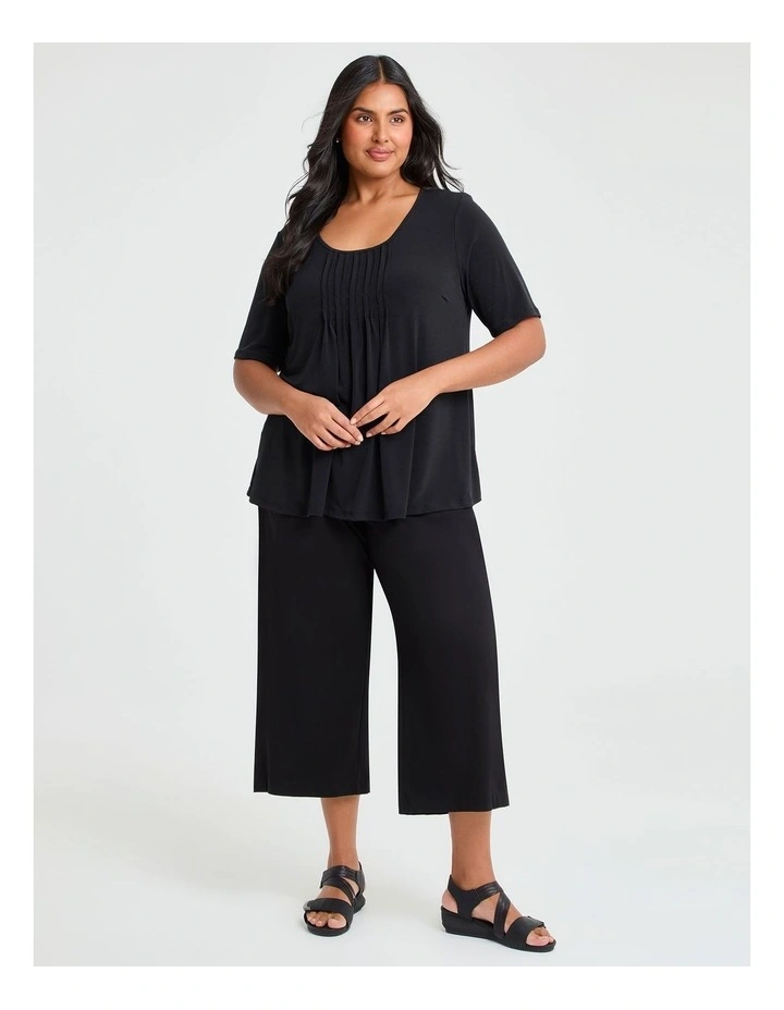 Pintuck Detail Top in Black image 3