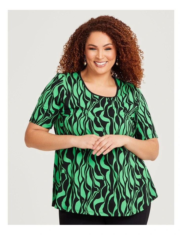 Natural Green Days Geo Top in Print image 1