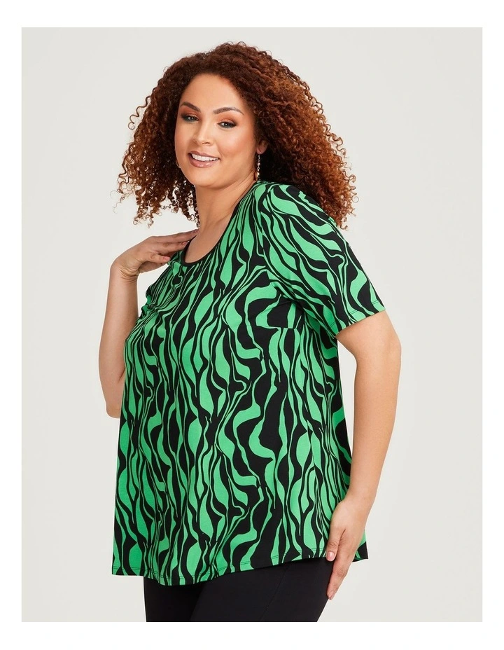 Natural Green Days Geo Top in Print image 3