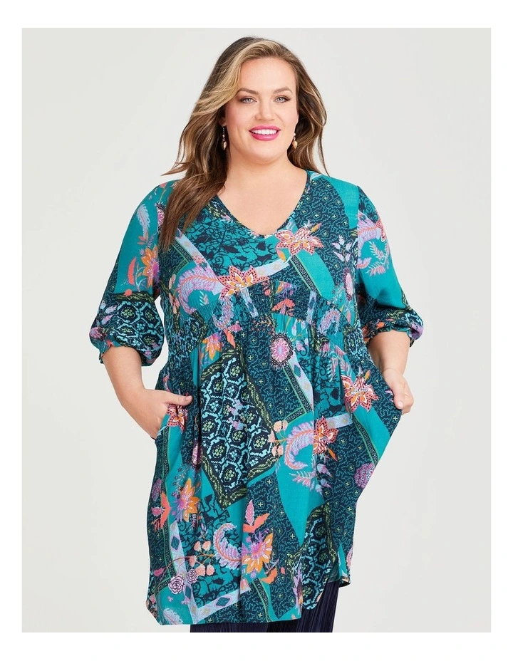 Patchwork Natural Tunic in Print image 3