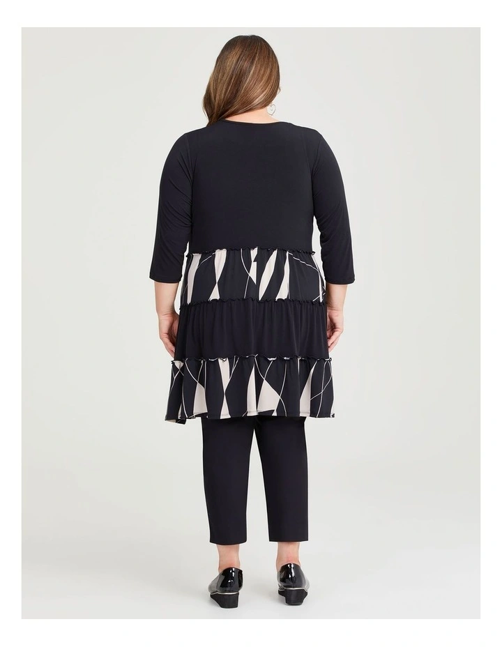 Tier Layer Spliced Tunic in Black Print image 2
