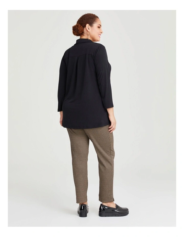 Johnny Collar Long Sleeve Top in Black image 2