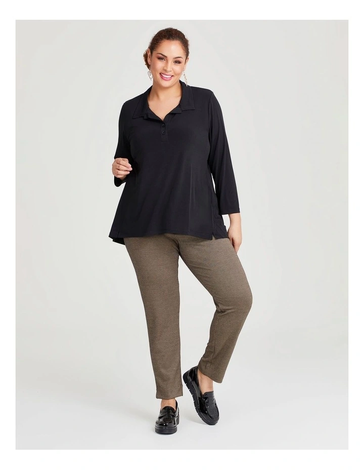 Johnny Collar Long Sleeve Top in Black image 3