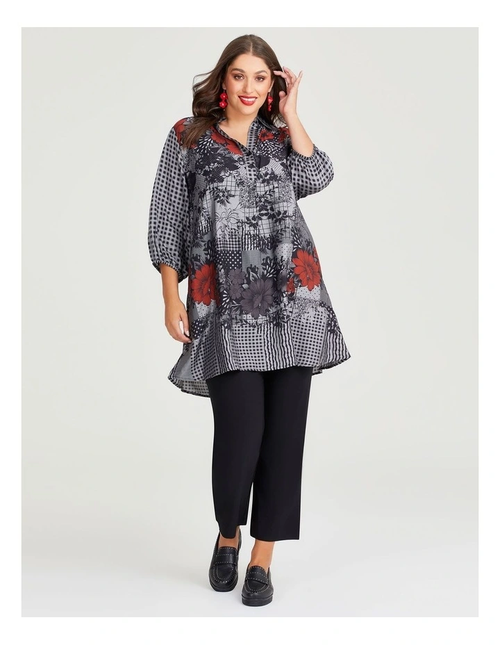 Collar Natural Swing Tunic in Print image 1