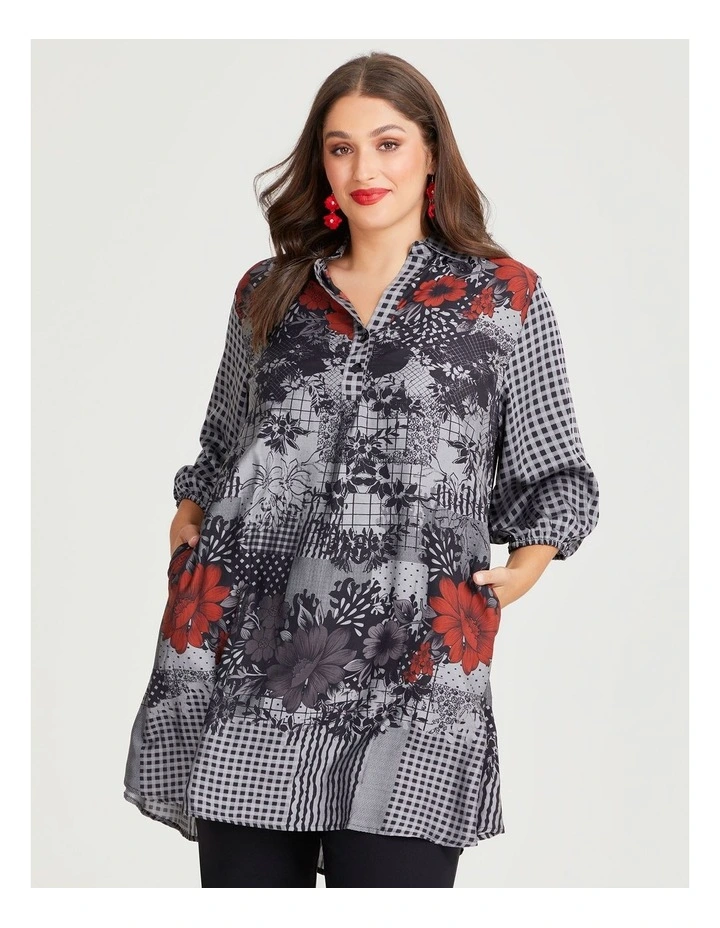 Collar Natural Swing Tunic in Print image 4