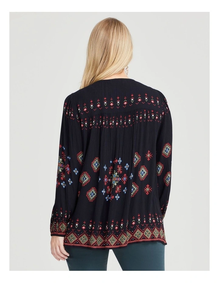 Natural Boho Print Top in Print image 2