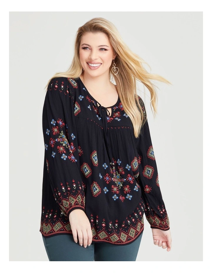 Natural Boho Print Top in Print image 3